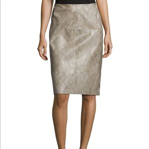 Lafayette 148 Leather Snake Print Pencil Skirt